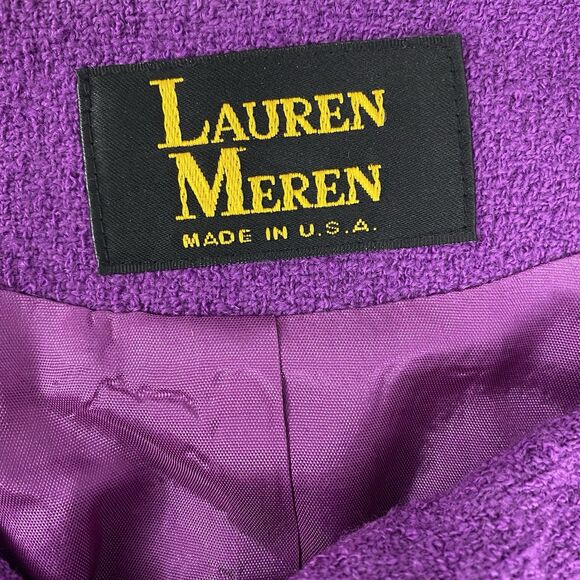 Lauren Meren Blazer Womens 10 Vtg Purple Jacket Officecore Corpcore Career Work - Picture 11 of 12